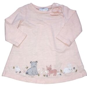 Dylan & Abby 3-6 month pink animal embroidered top
